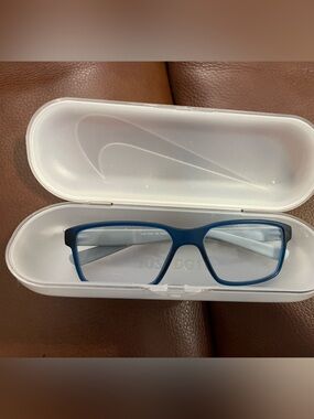 Nike Kids Blue Rectangular Glasses with White Case